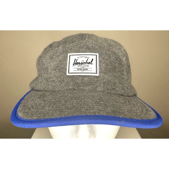 Herschel Supply Co Hat Cap Gray Polyester Fleece 5 Panel Adjustable Clipback - Picture 1 of 8